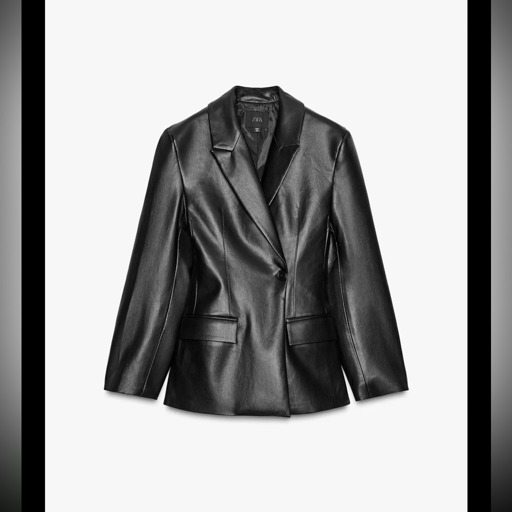Zara Black Leather Blazer
